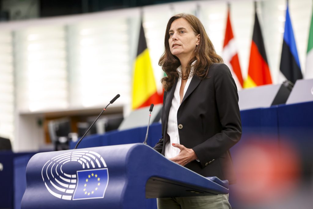 Alexandra Geese spricht im Europaparlament
