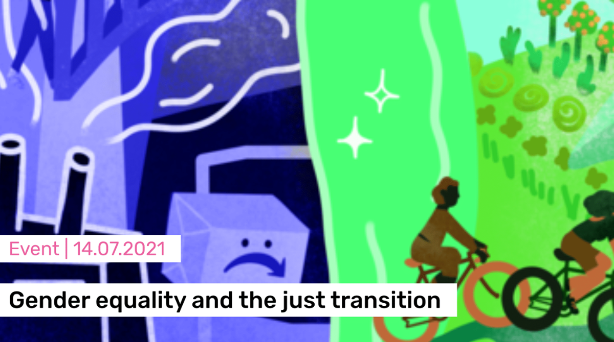 Invitation graphic "Gender Equality and the Just Transistion"